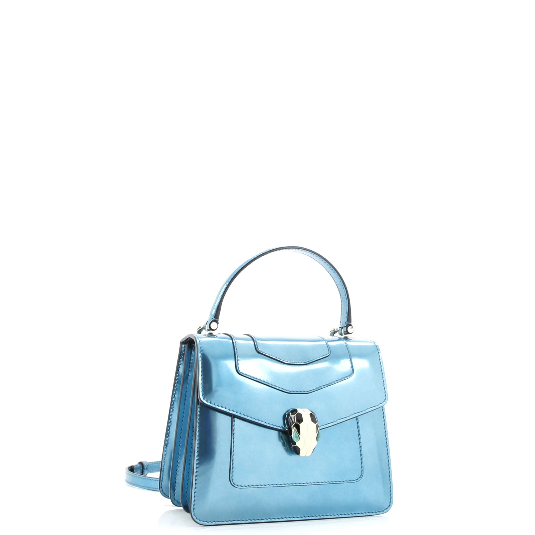 Serpenti Forever Square Shoulder Bag Metallic Leather Small