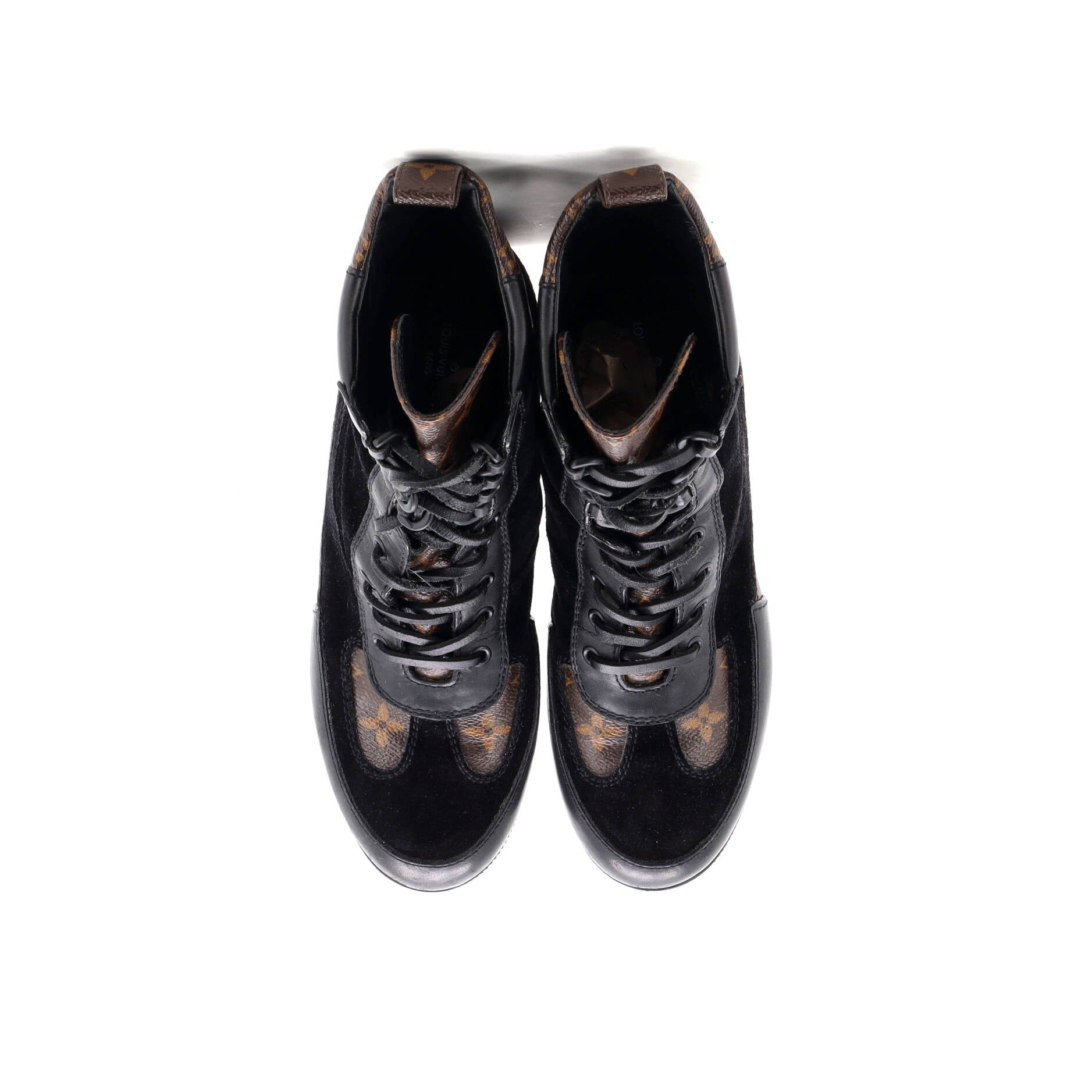 Women's Laureate Platform Desert Boots Suede with Monogram Canvas