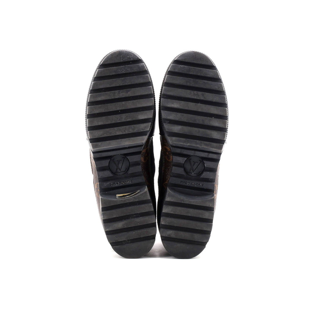 Women's Laureate Platform Desert Boots Suede with Monogram Canvas