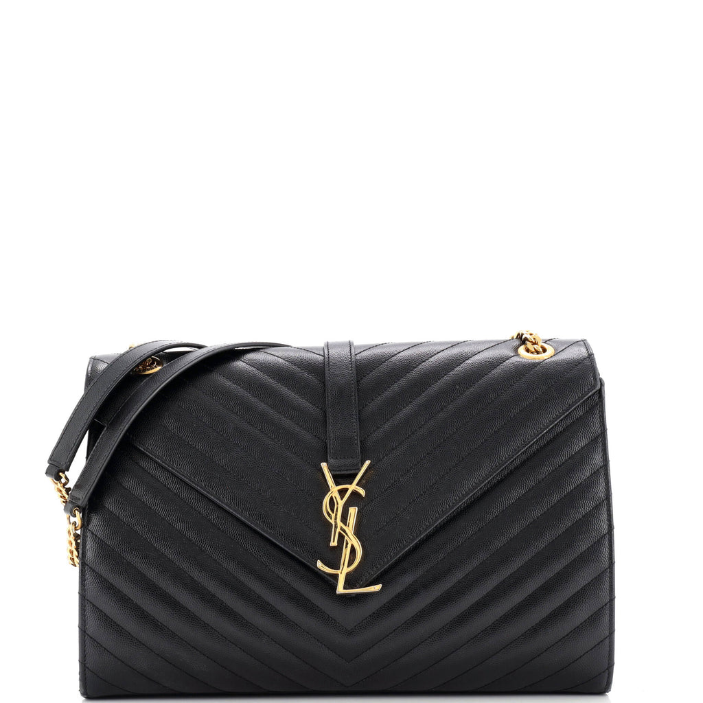 Classic Monogram Envelope Satchel Matelasse Chevron Leather Large