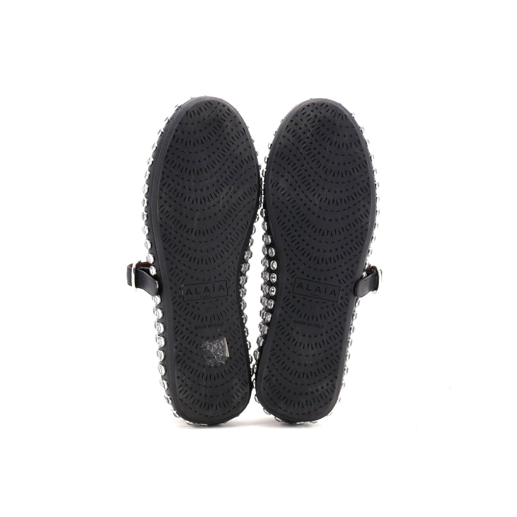 Women's Buckle Ballerina Flats Leather with Crystals