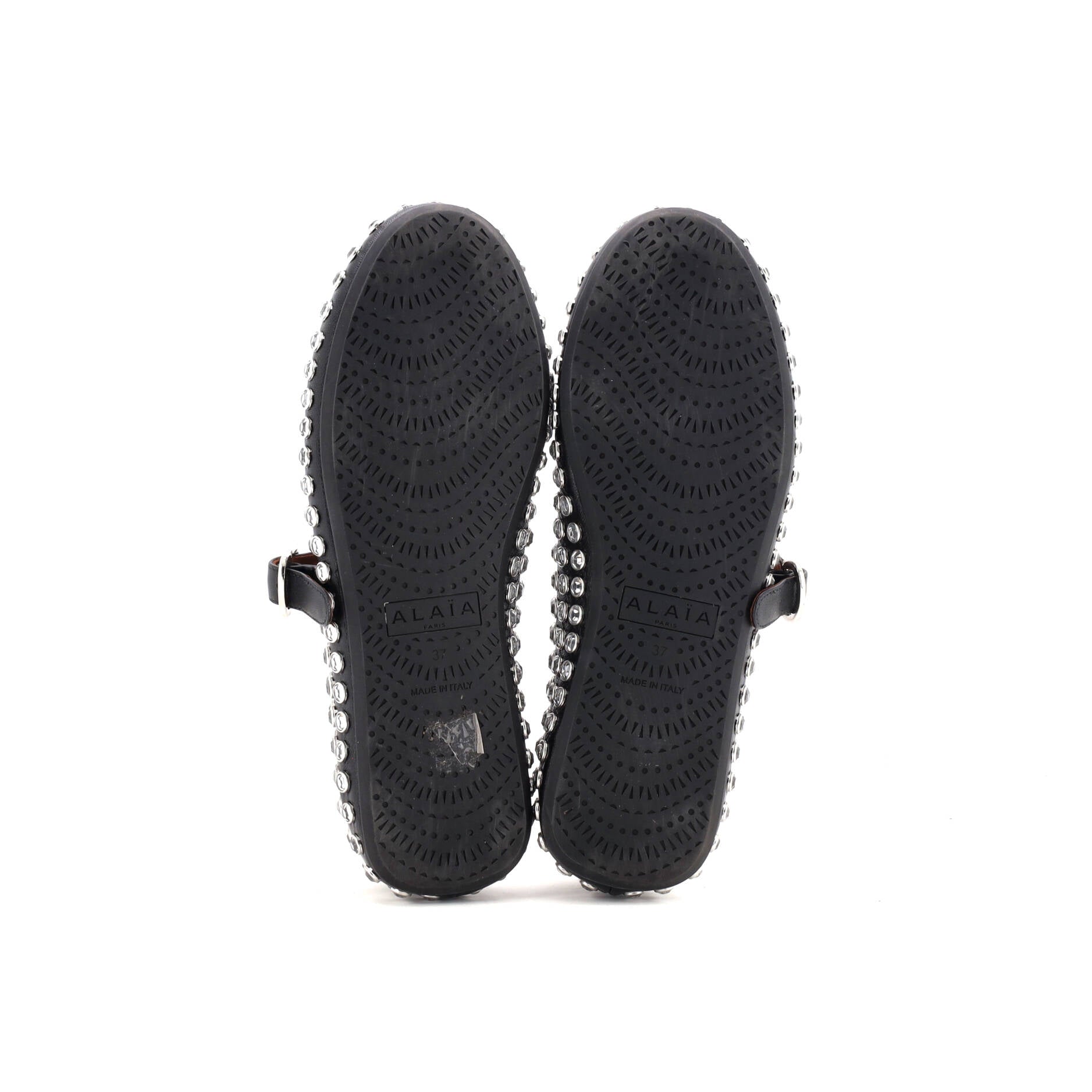 Women's Buckle Ballerina Flats Leather with Crystals