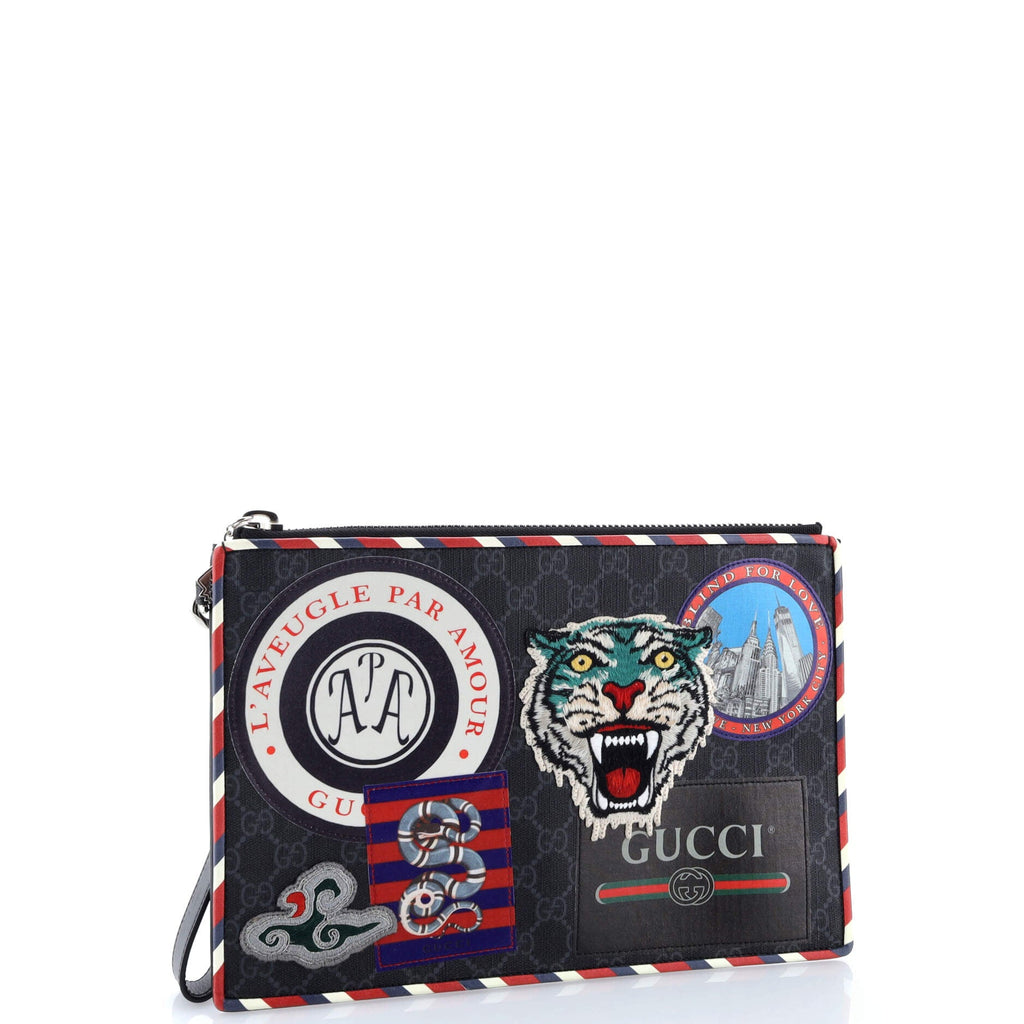 Night Courrier Pouch GG Coated Canvas with Applique