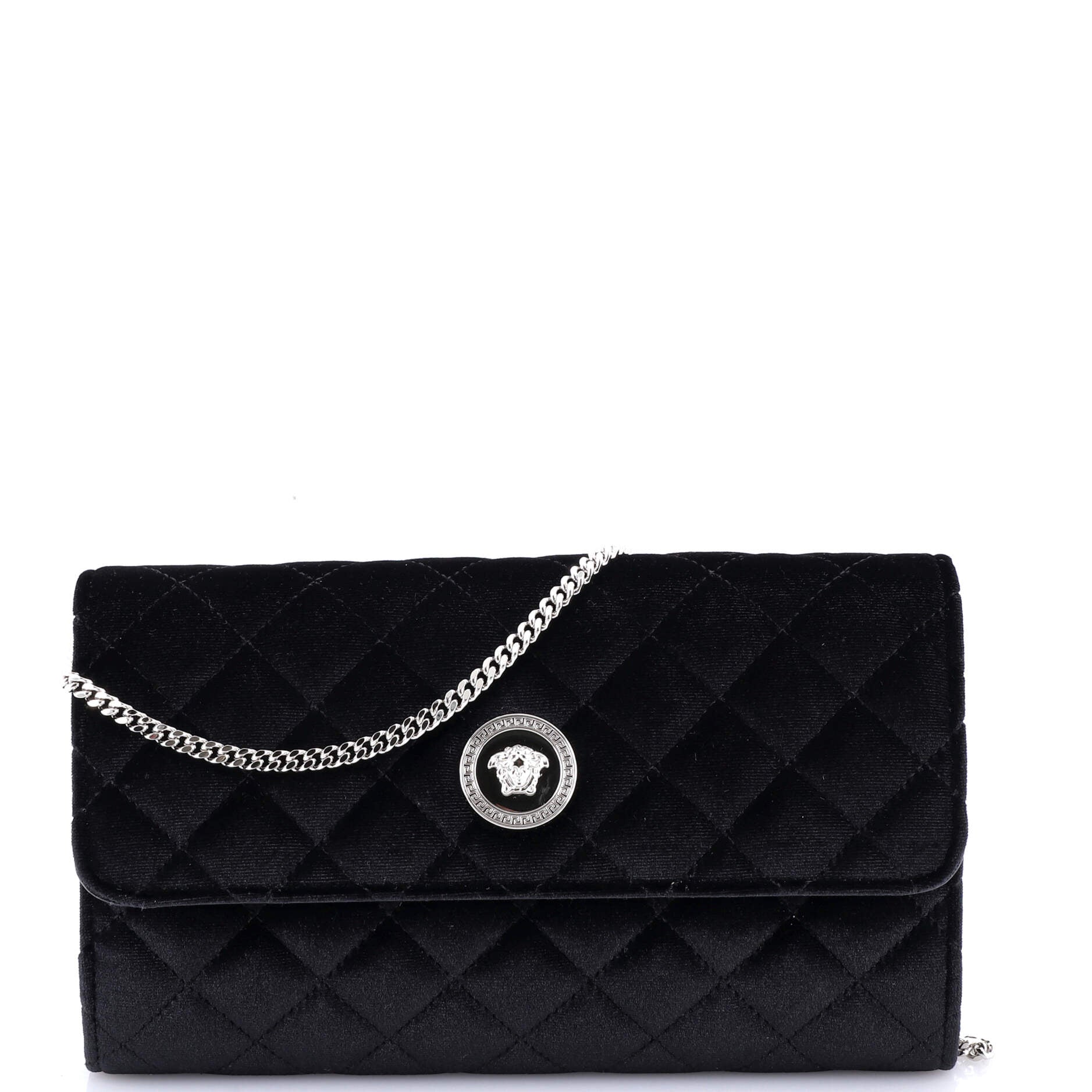 La Medusa Chain Clutch Quilted Velvet
