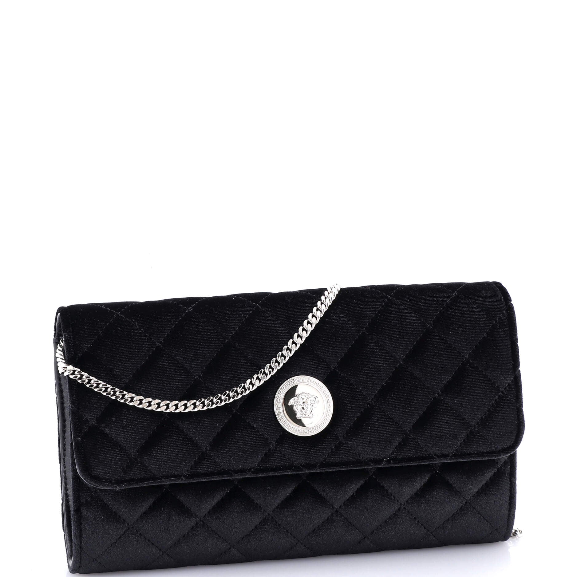 La Medusa Chain Clutch Quilted Velvet