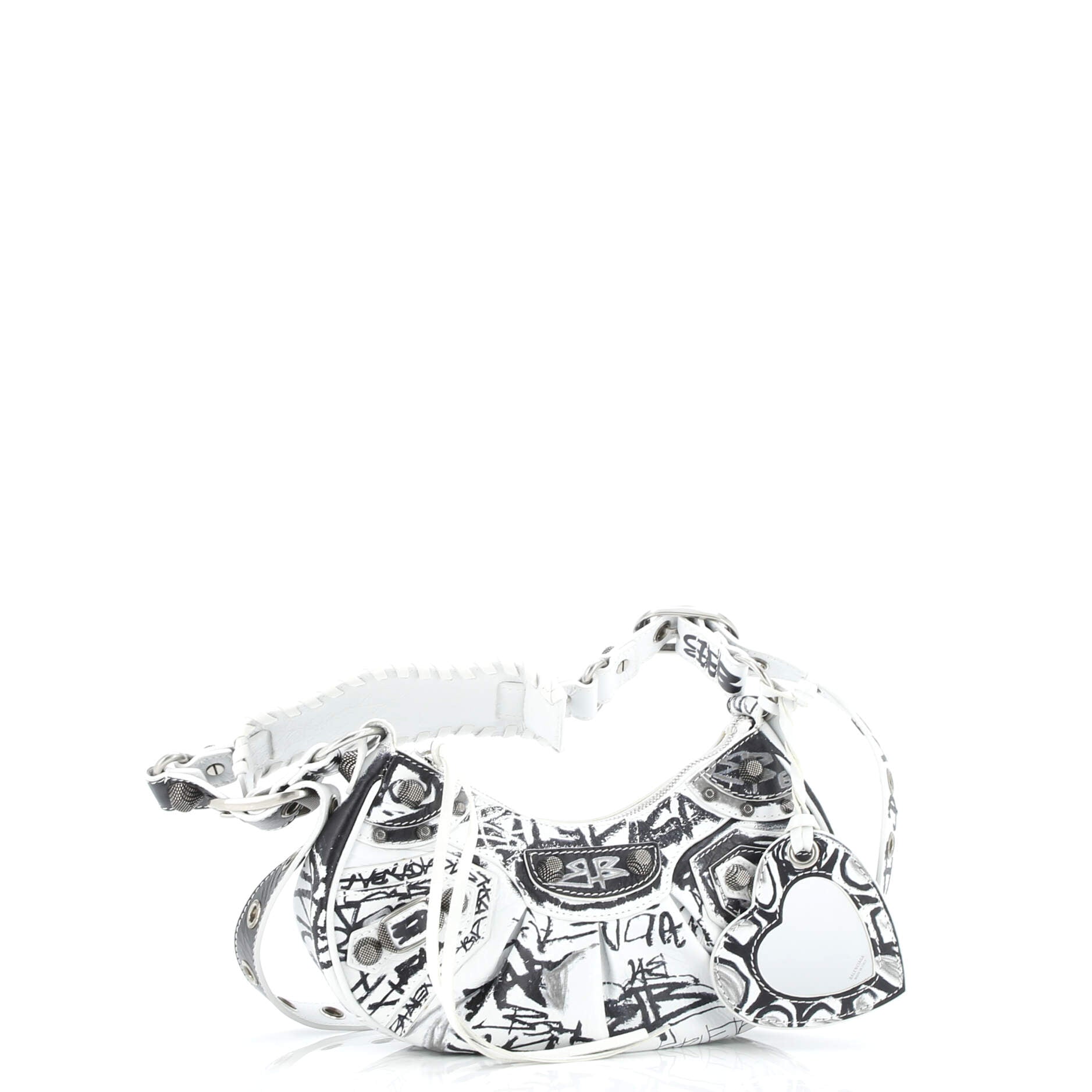 Le Cagole Graffiti Giant Studs Shoulder Bag Leather Mini