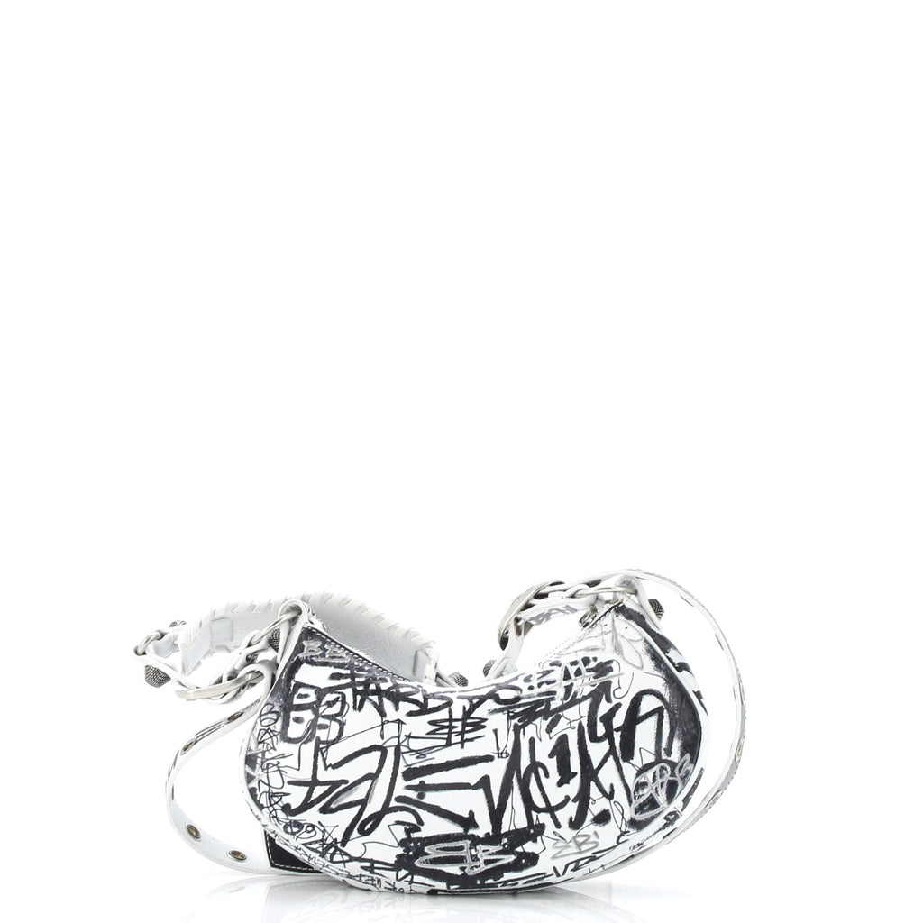 Le Cagole Graffiti Giant Studs Shoulder Bag Leather Mini