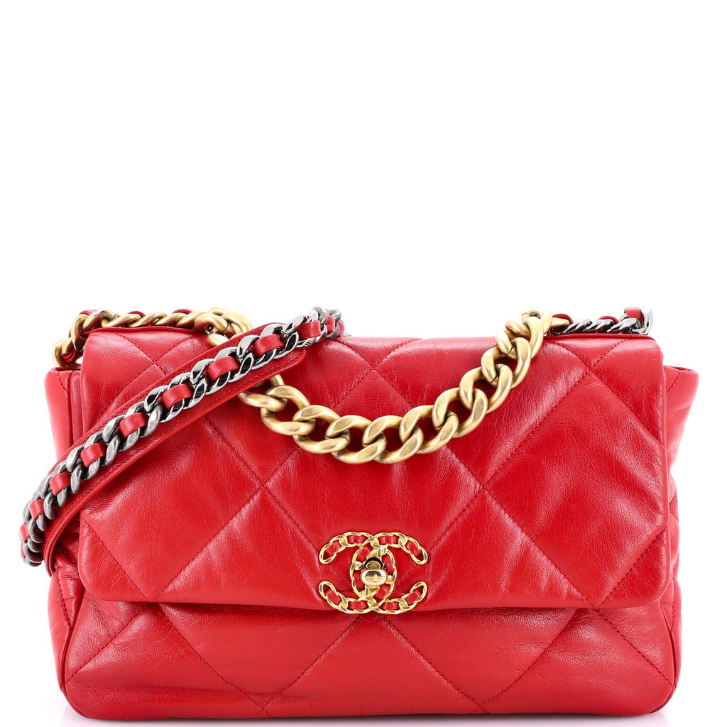 19 Flap Bag Quilted Leather Large