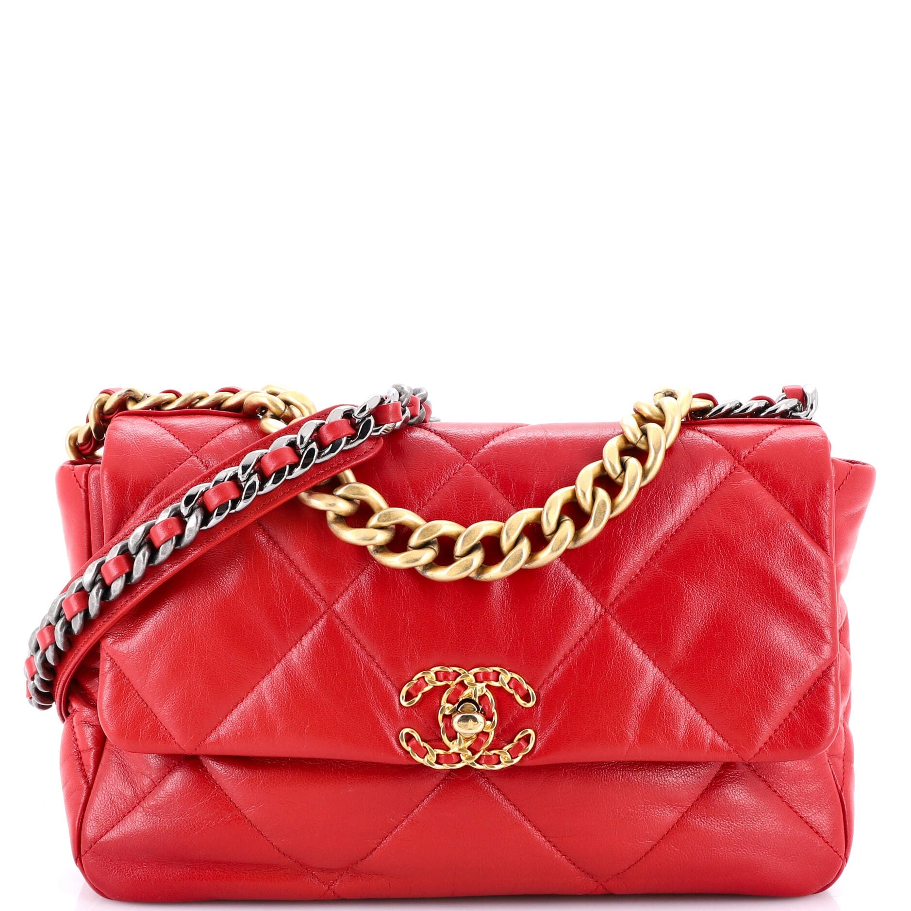 19 Flap Bag Quilted Leather Large