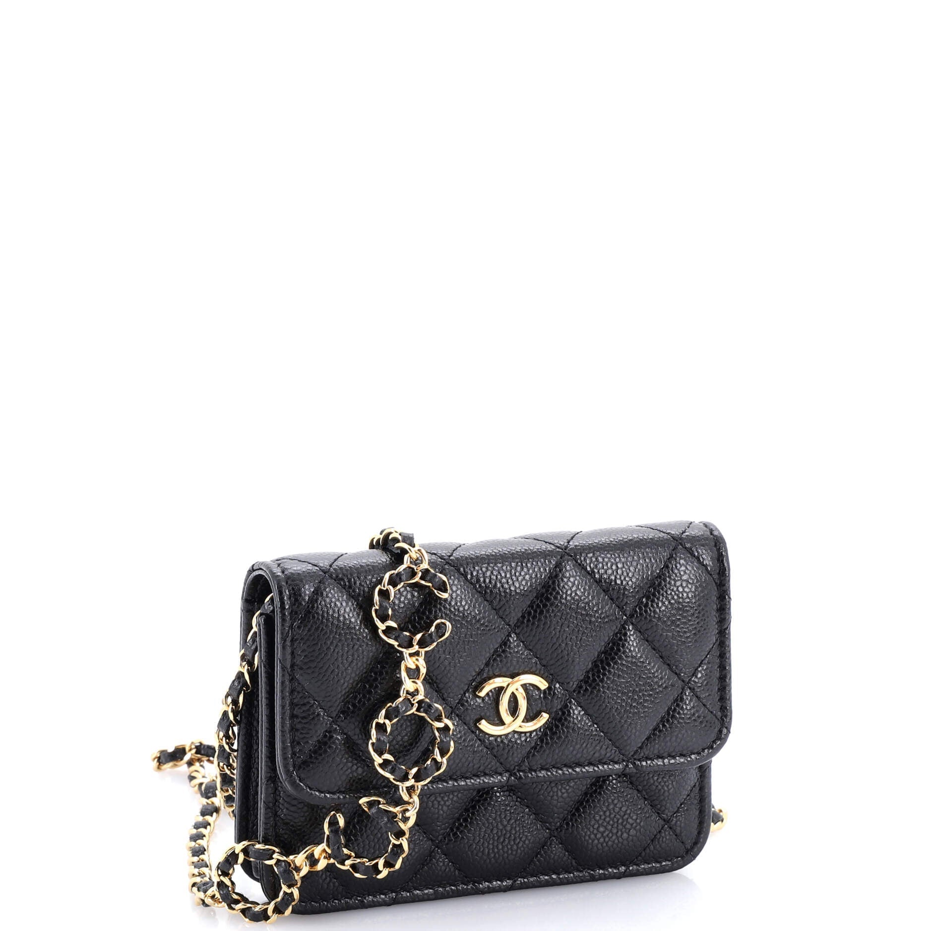 Miss Coco Strap Flap Clutch with Chain Quilted Caviar Mini