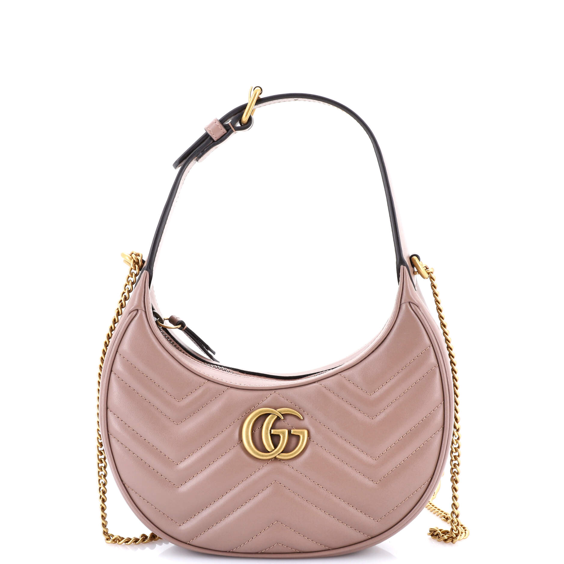 GG Marmont Half Moon Hobo Matelasse Leather Mini