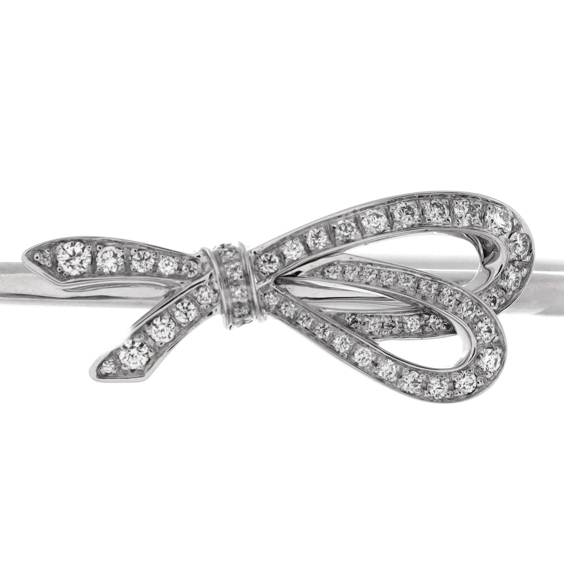 Bow Knot Cuff Bracelet 18K White Gold and Diamonds Medium