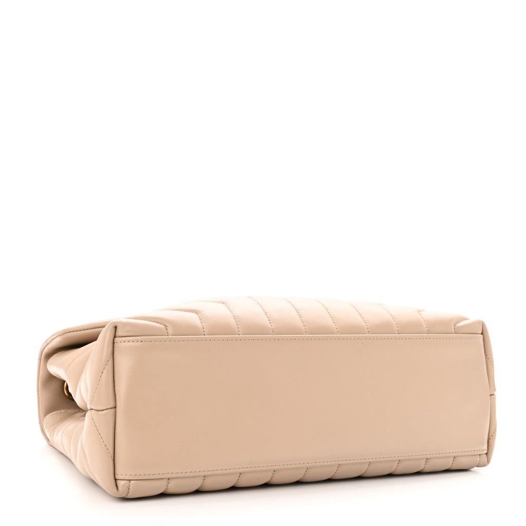 Calfskin Y Quilted Monogram Medium Loulou Chain Satchel Dark Beige