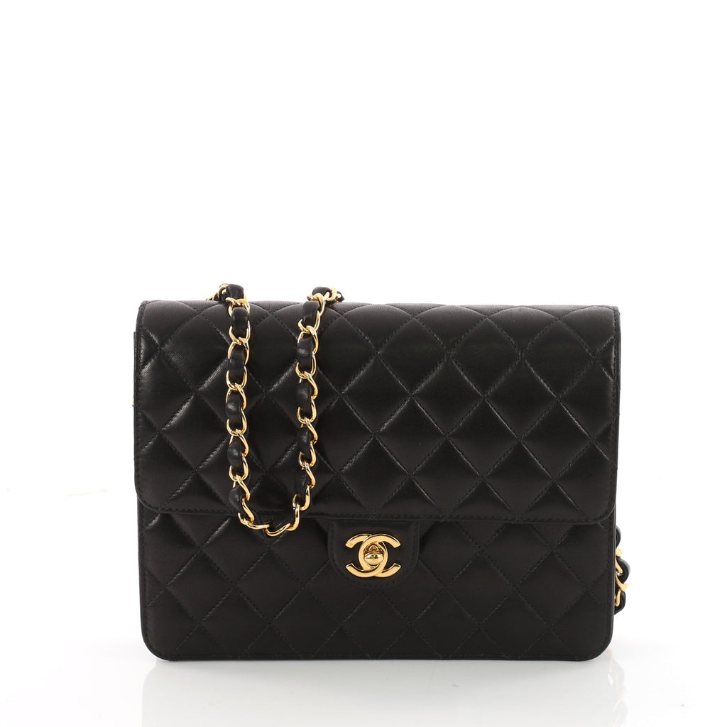 Vintage Clutch with Chain Quilted Leather Small