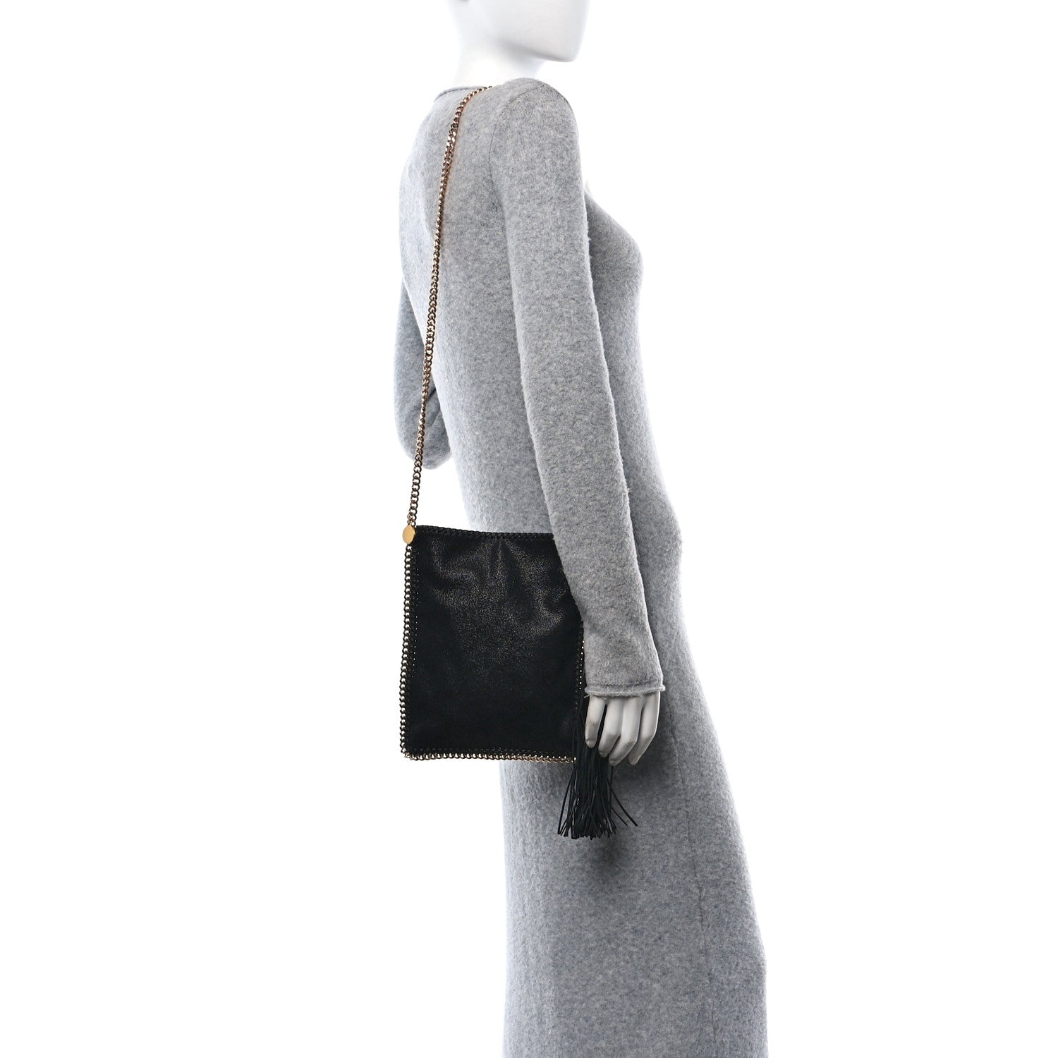 Shaggy Deer Falabella Tassel Flat Crossbody Black