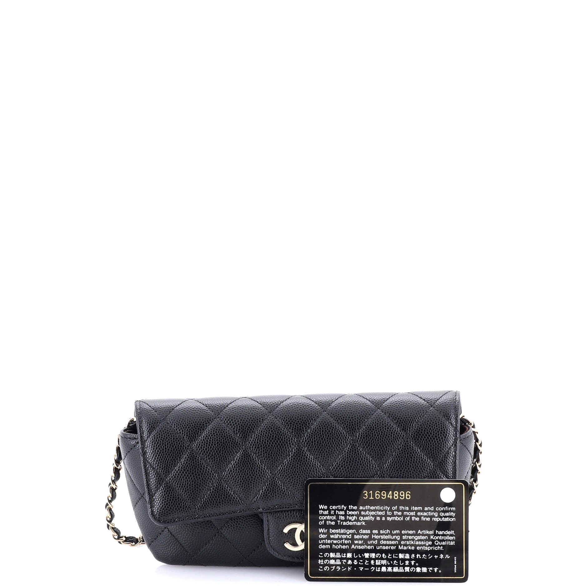 Classic Sunglasses Case with Chain Quilted Caviar