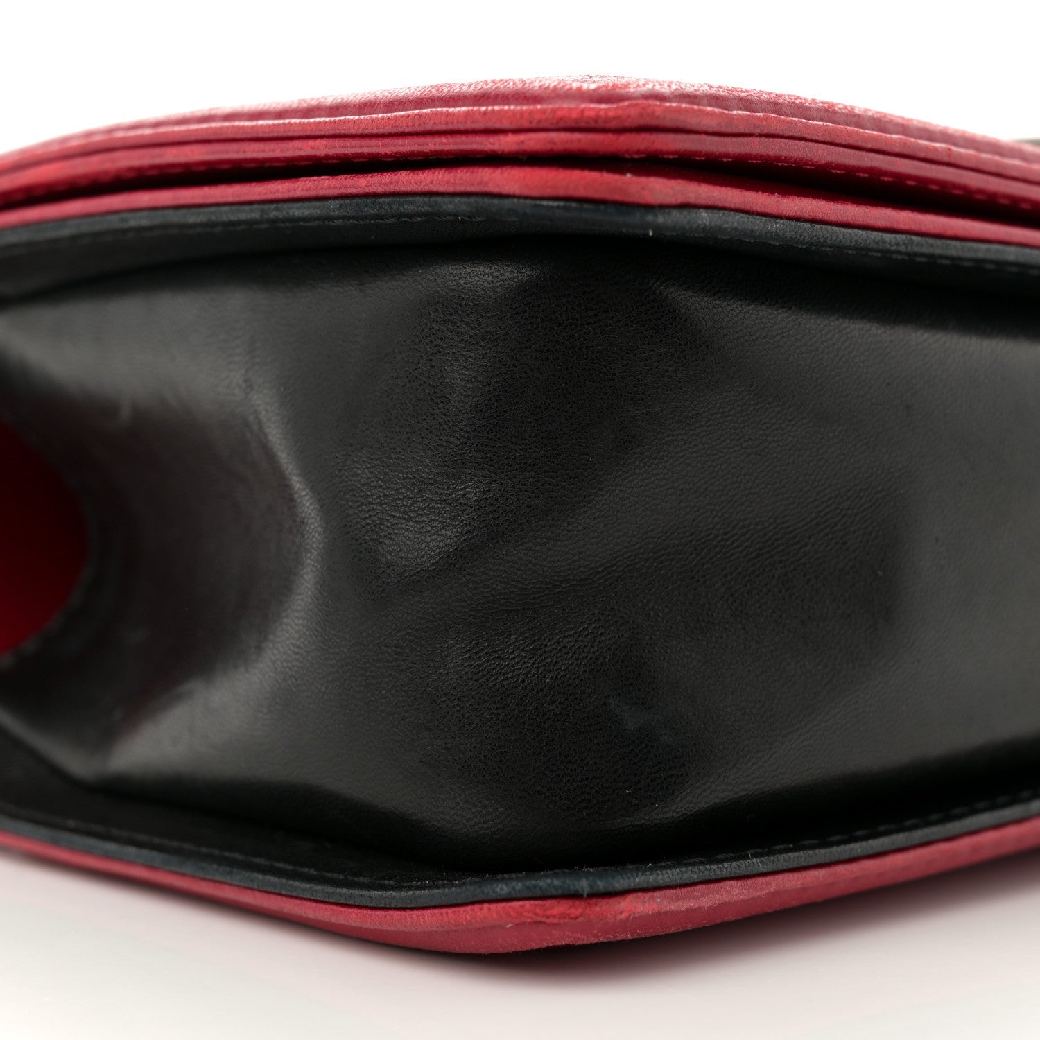 Lambskin Quilted Medium Boy Flap Black Red