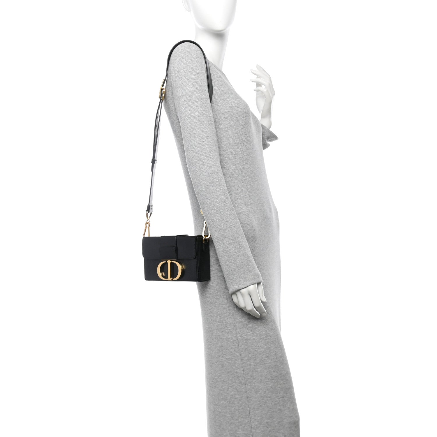 Crackled Lambskin 30 Montaigne Box Bag Black