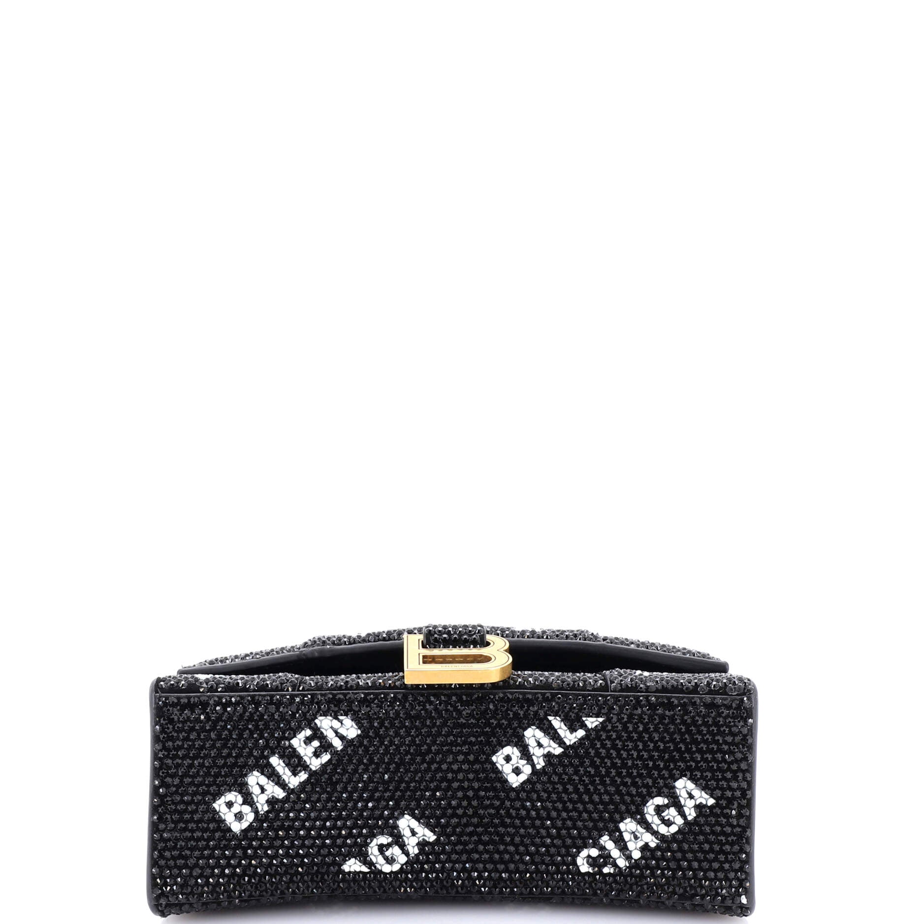Hourglass Top Handle Bag Suede and Allover Logo Crystals XS