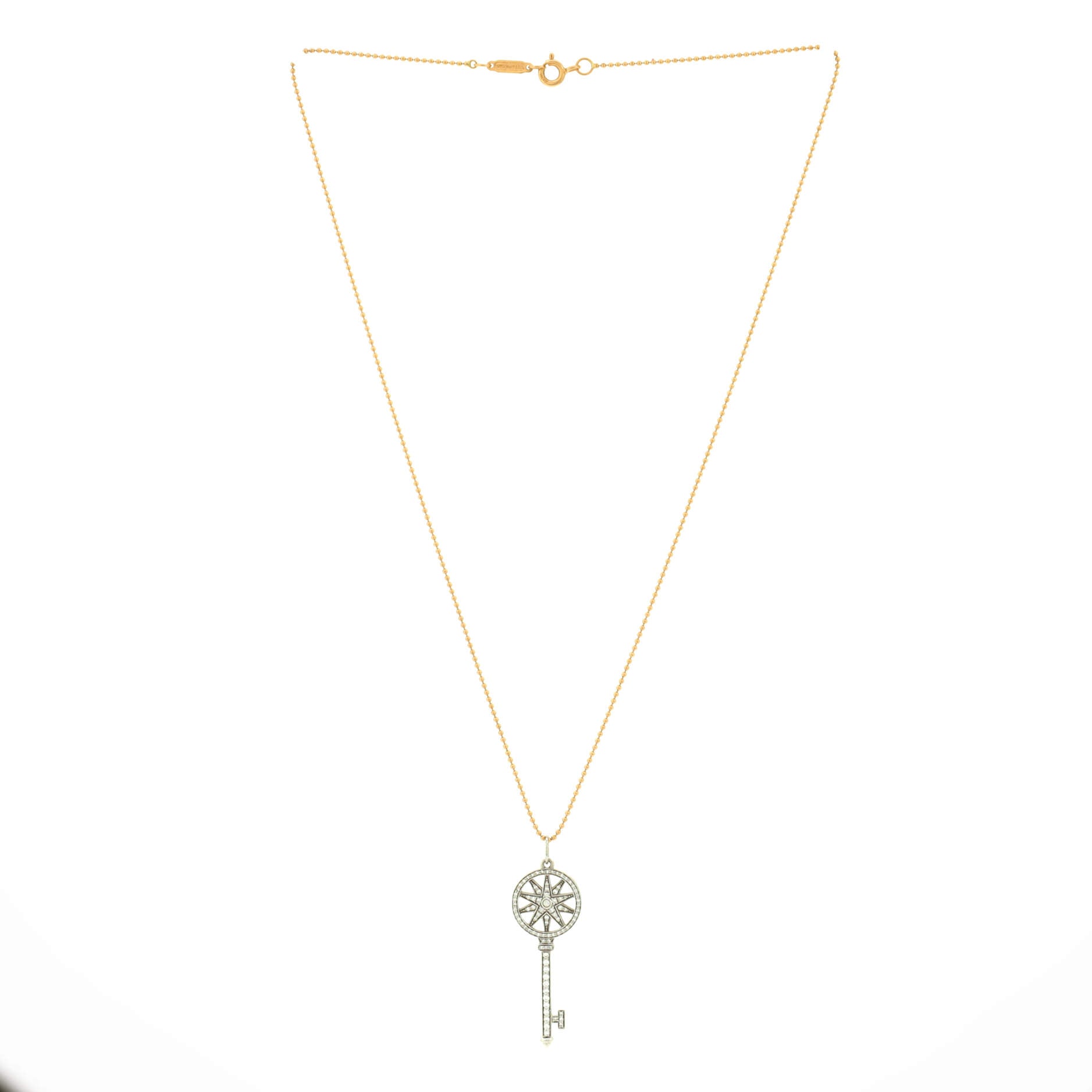 Petals Key Pendant Necklace Platinum with Diamonds Mini