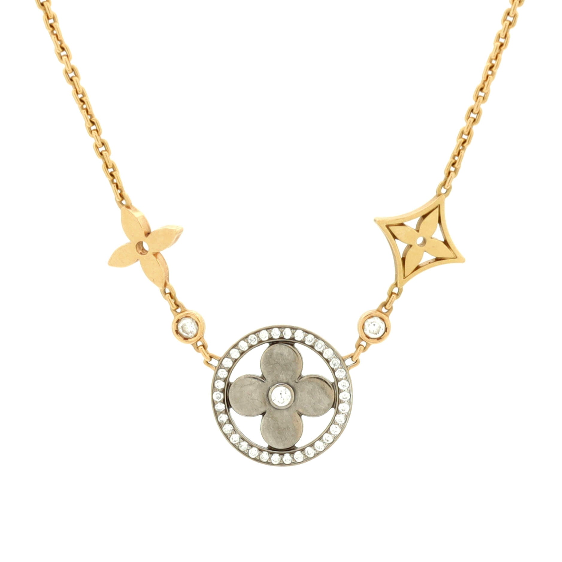 Blossom XL Necklace 18K Tricolor Gold with Diamonds