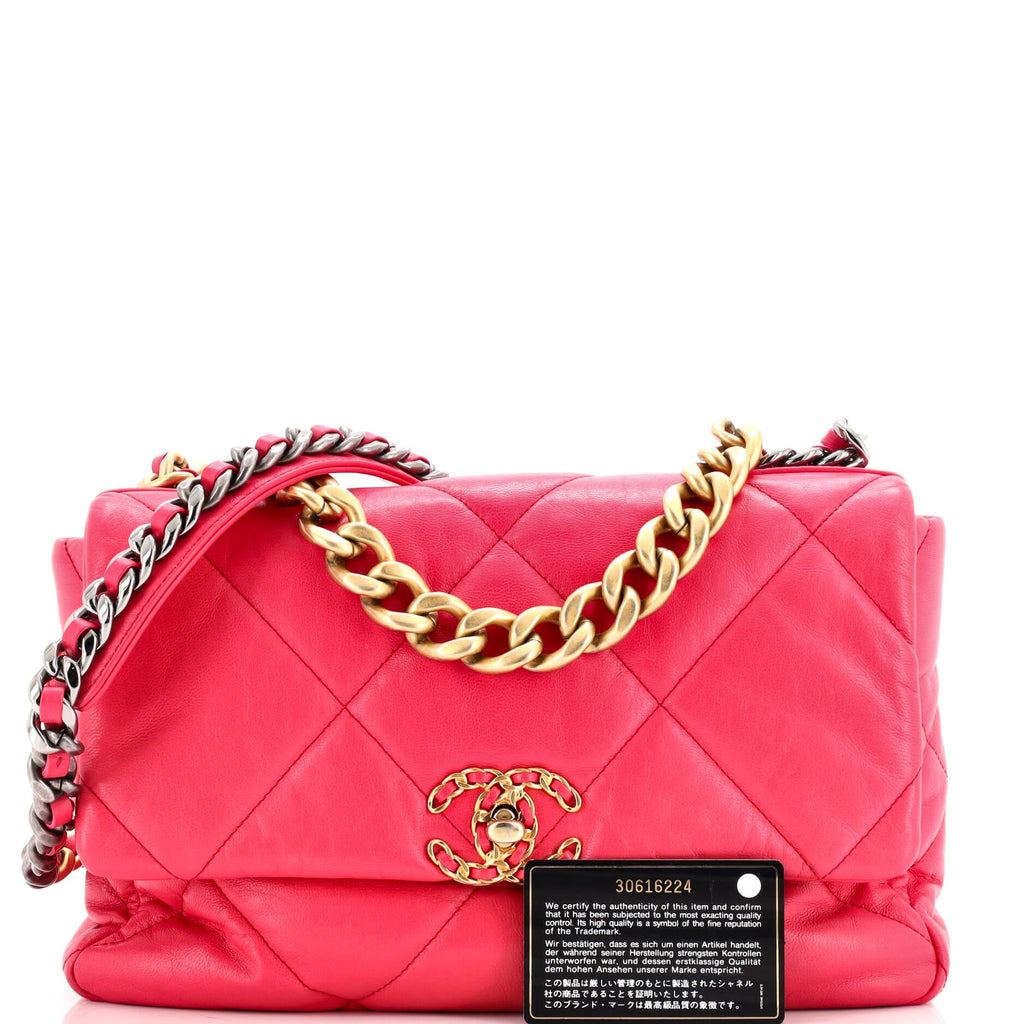 19 Flap Bag Quilted Leather Large
