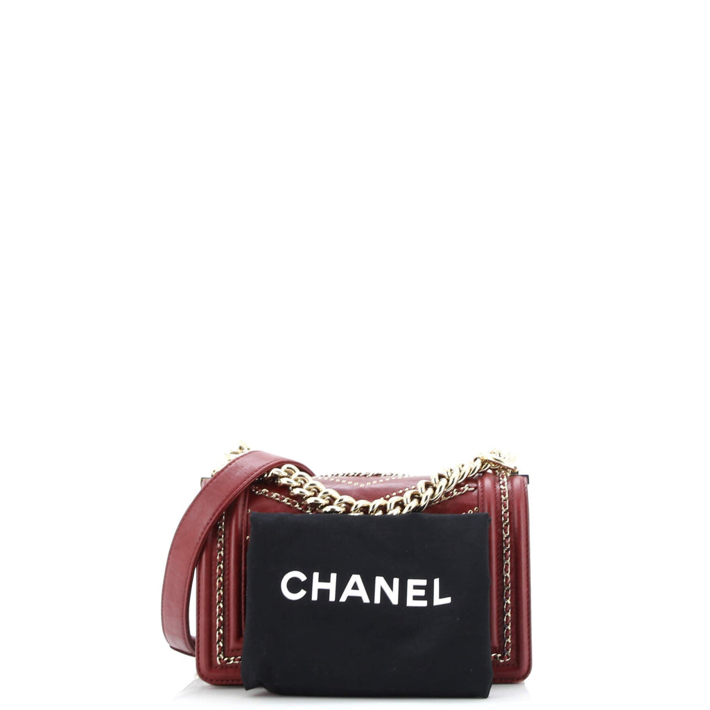 Boy Flap Bag Chevron Embellished Crumpled Calfskin Small
