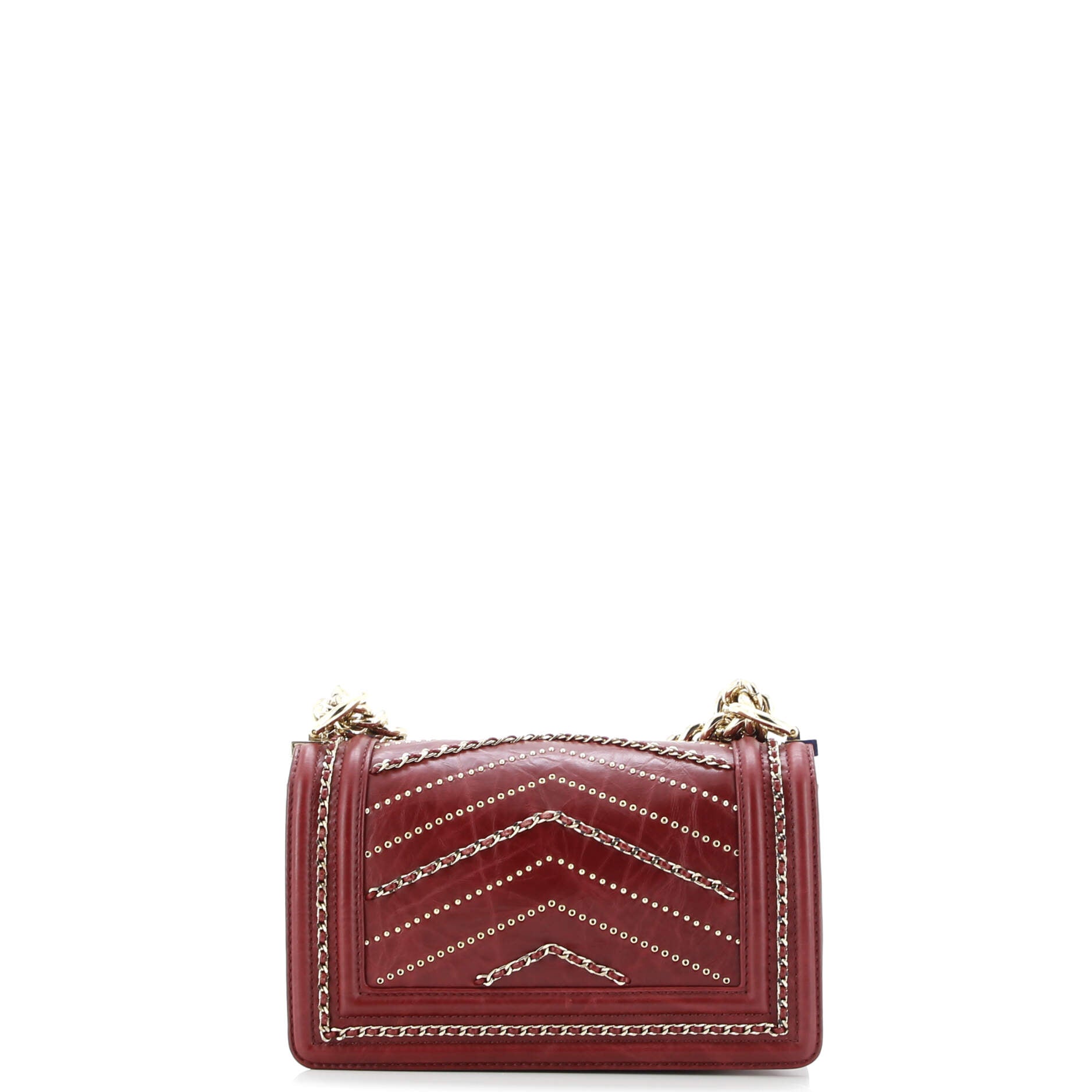 Boy Flap Bag Chevron Embellished Crumpled Calfskin Small