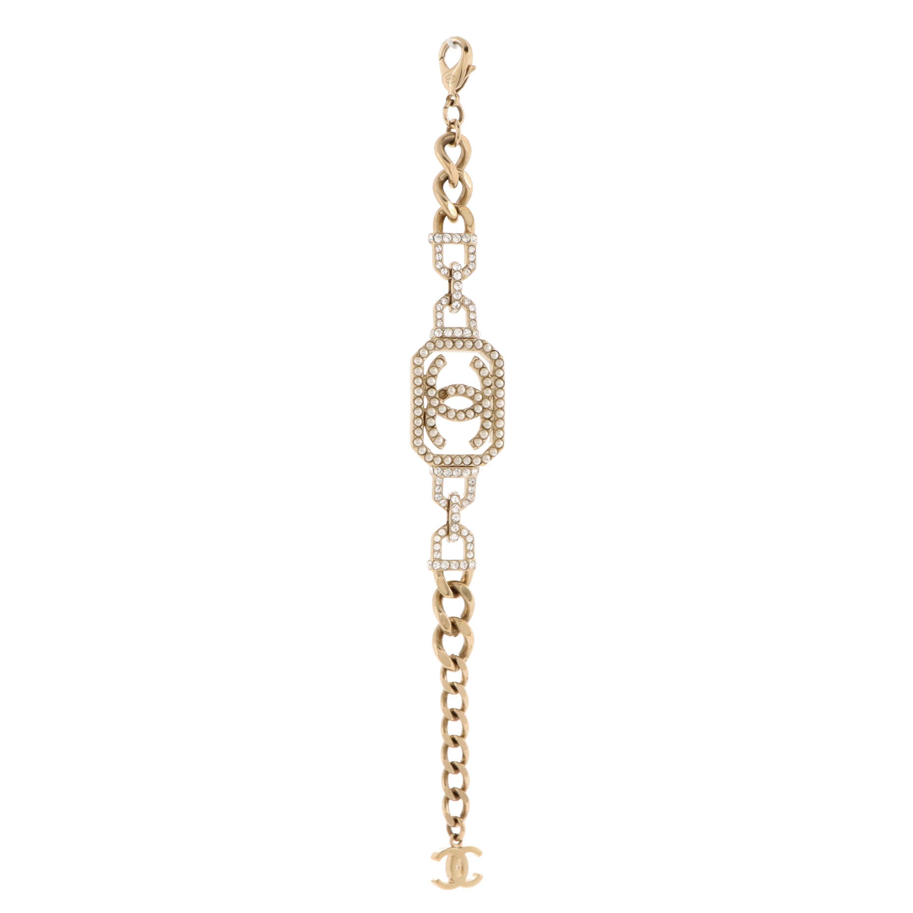 Vendome CC Chain Bracelet Metal with Crystals and Faux Pearls
