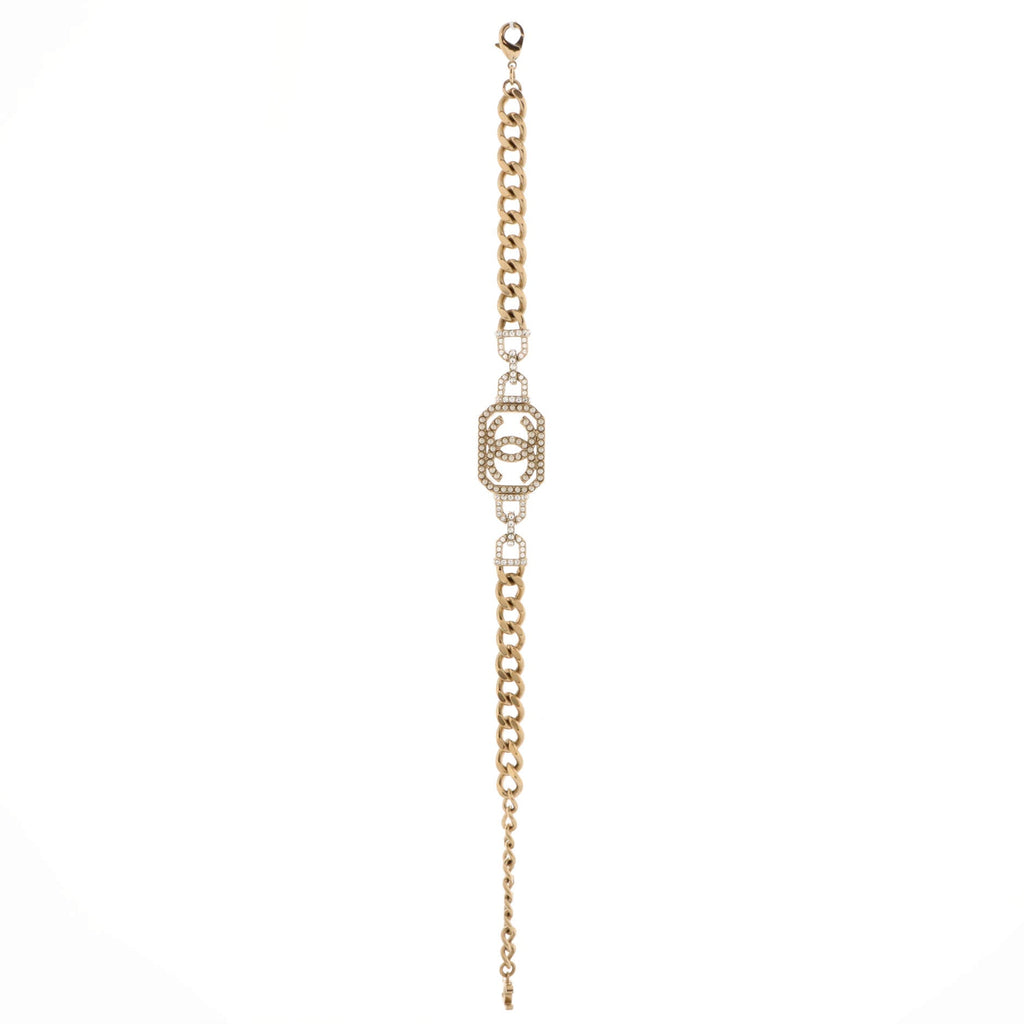 Vendome CC Chain Choker Necklace Metal with Crystals and Faux Pearls