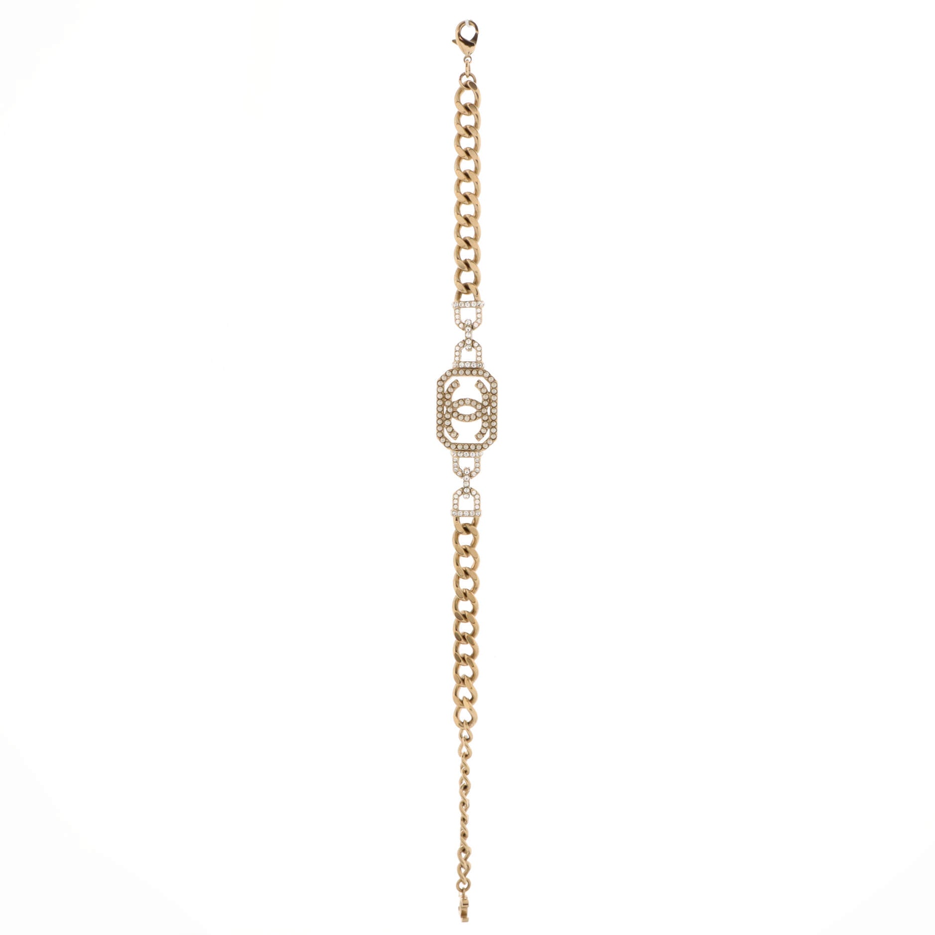 Vendome CC Chain Choker Necklace Metal with Crystals and Faux Pearls