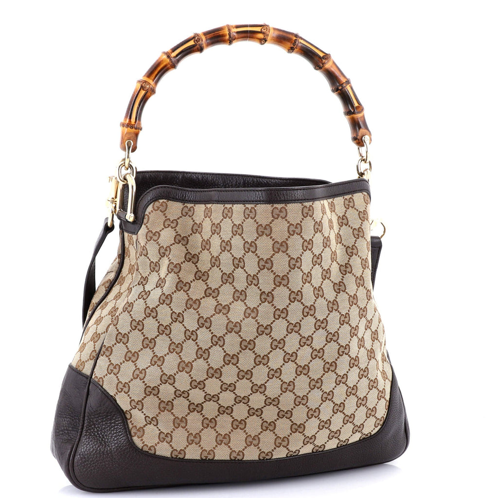 Diana Bamboo Shoulder Bag GG Canvas Medium