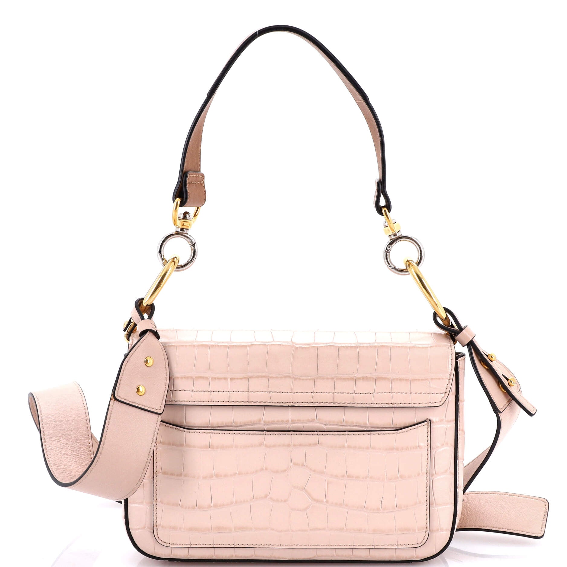 C Double Carry Bag Crocodile Embossed Leather Small