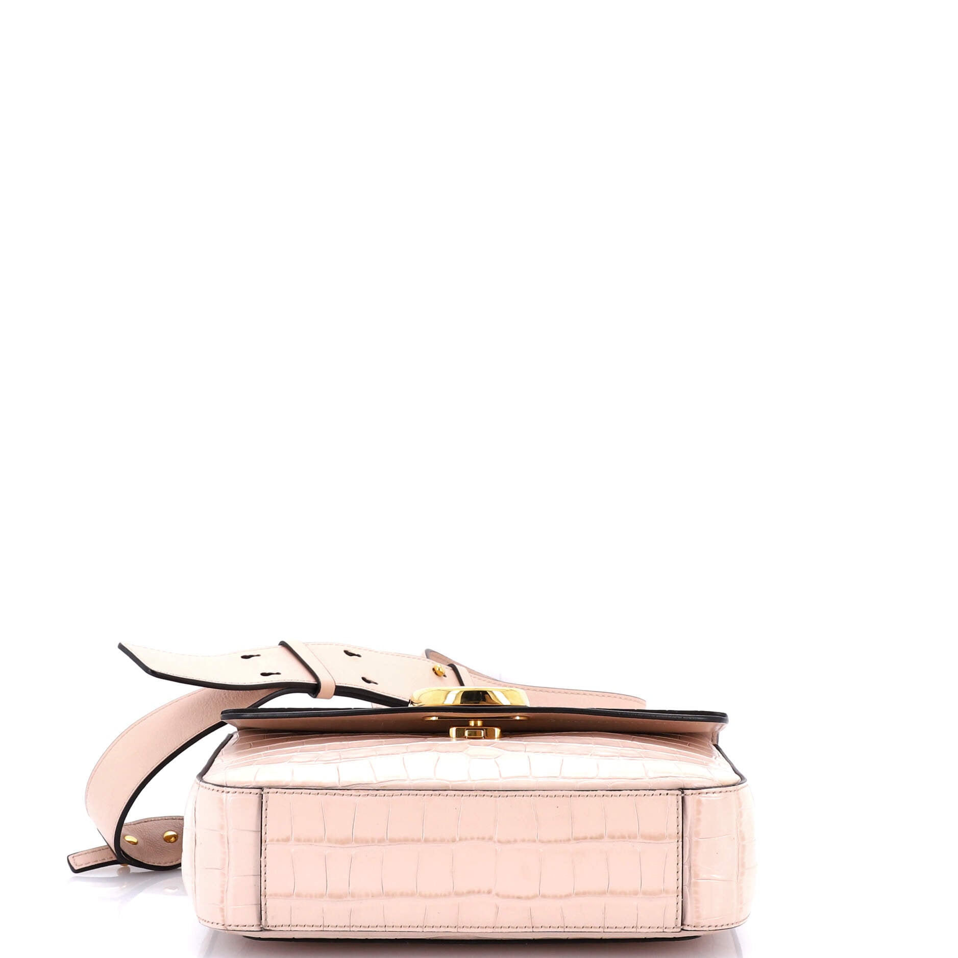 C Double Carry Bag Crocodile Embossed Leather Small