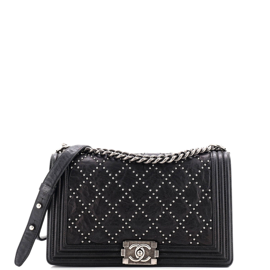 Boy Flap Bag Studded Quilted Distressed Calfskin New Medium