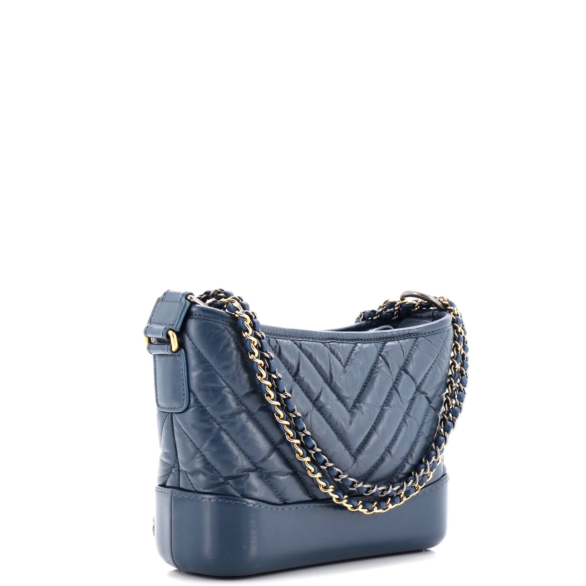 Gabrielle Hobo Chevron Aged Calfskin Small