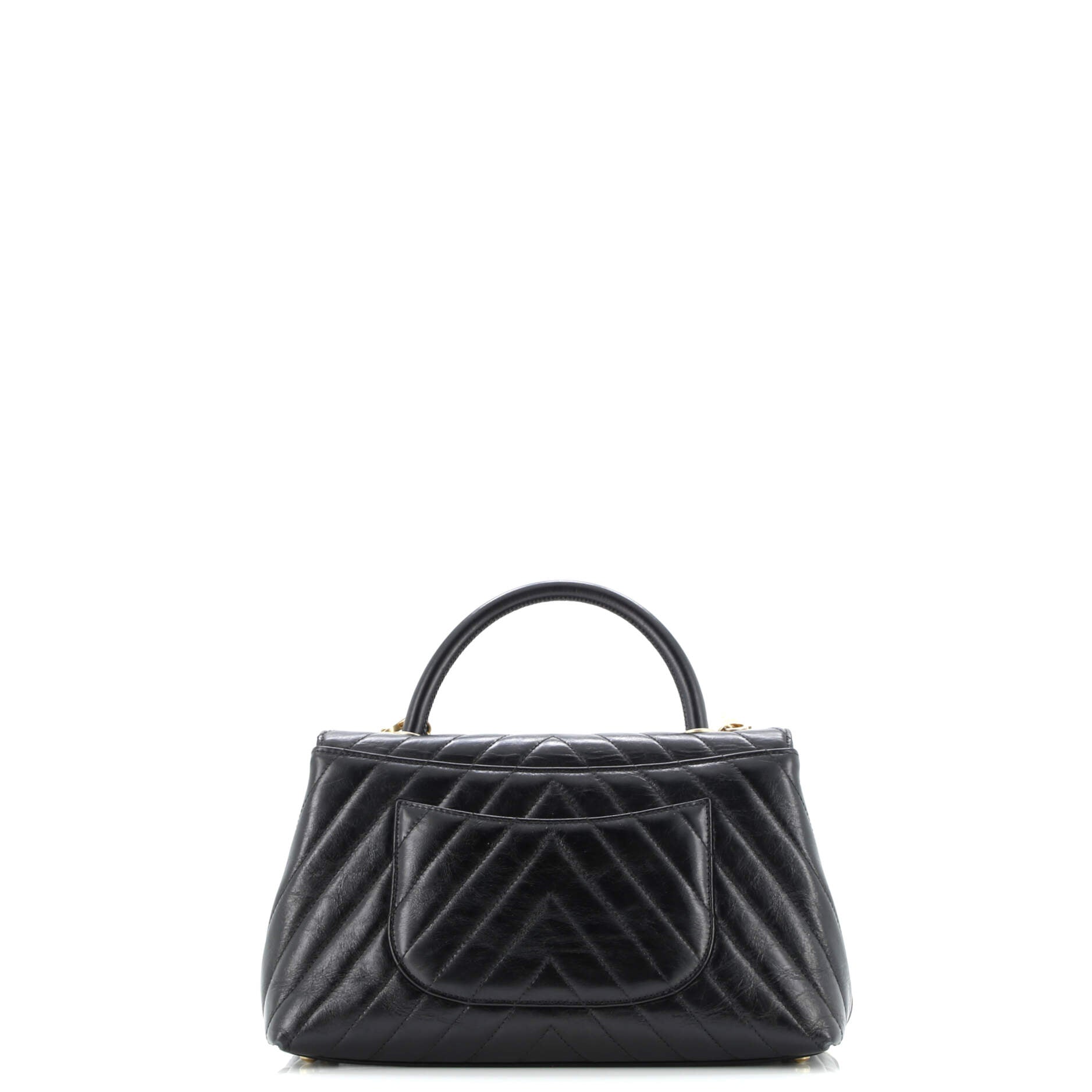Coco Top Handle Bag Chevron Calfskin Small
