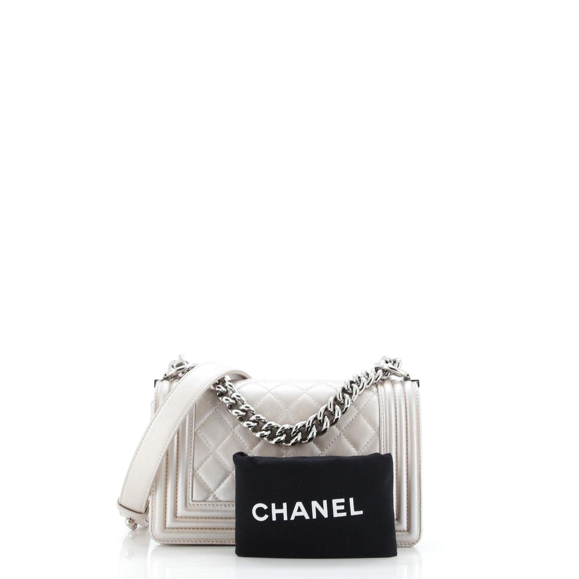Boy Flap Bag Quilted Metallic Calfskin Small
