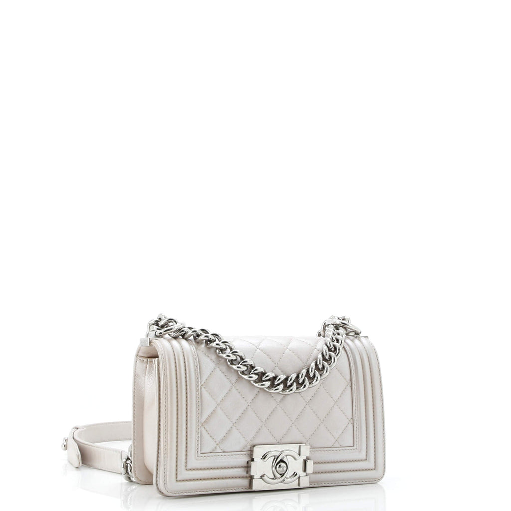 Boy Flap Bag Quilted Metallic Calfskin Small