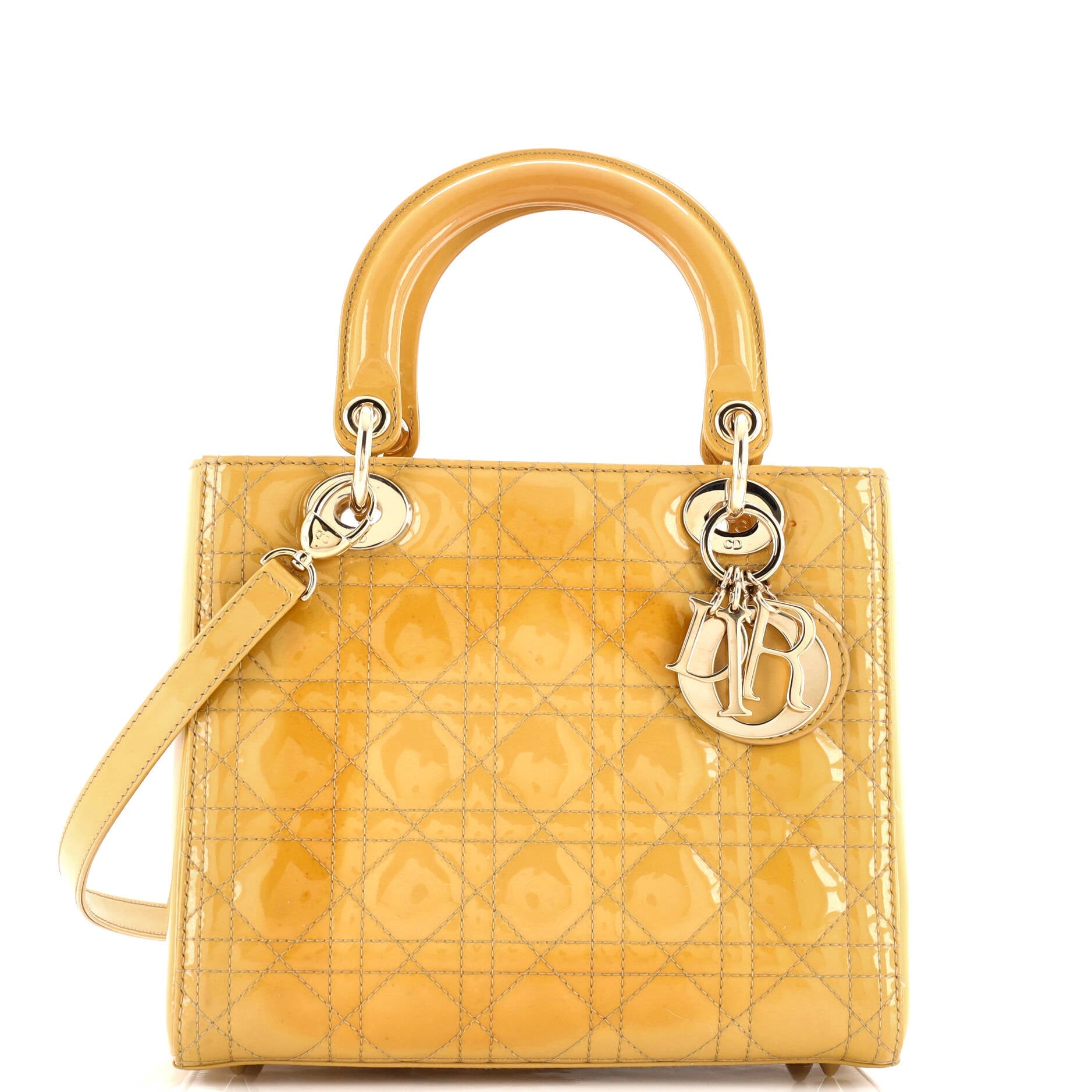 Lady Dior Bag Cannage Quilt Patent Medium
