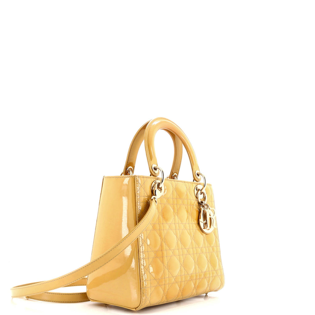Lady Dior Bag Cannage Quilt Patent Medium