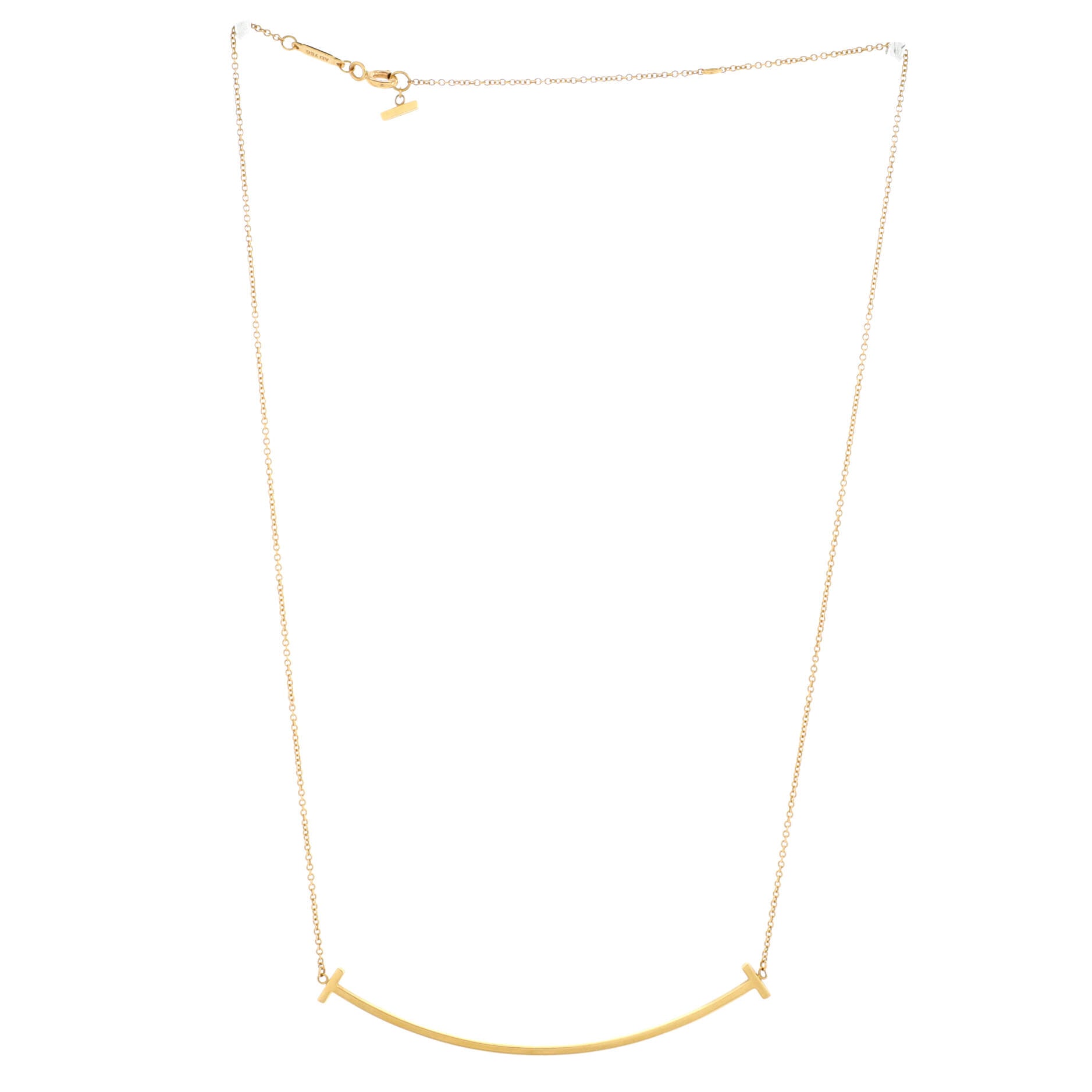 T Smile Pendant Necklace 18K Yellow Gold Large