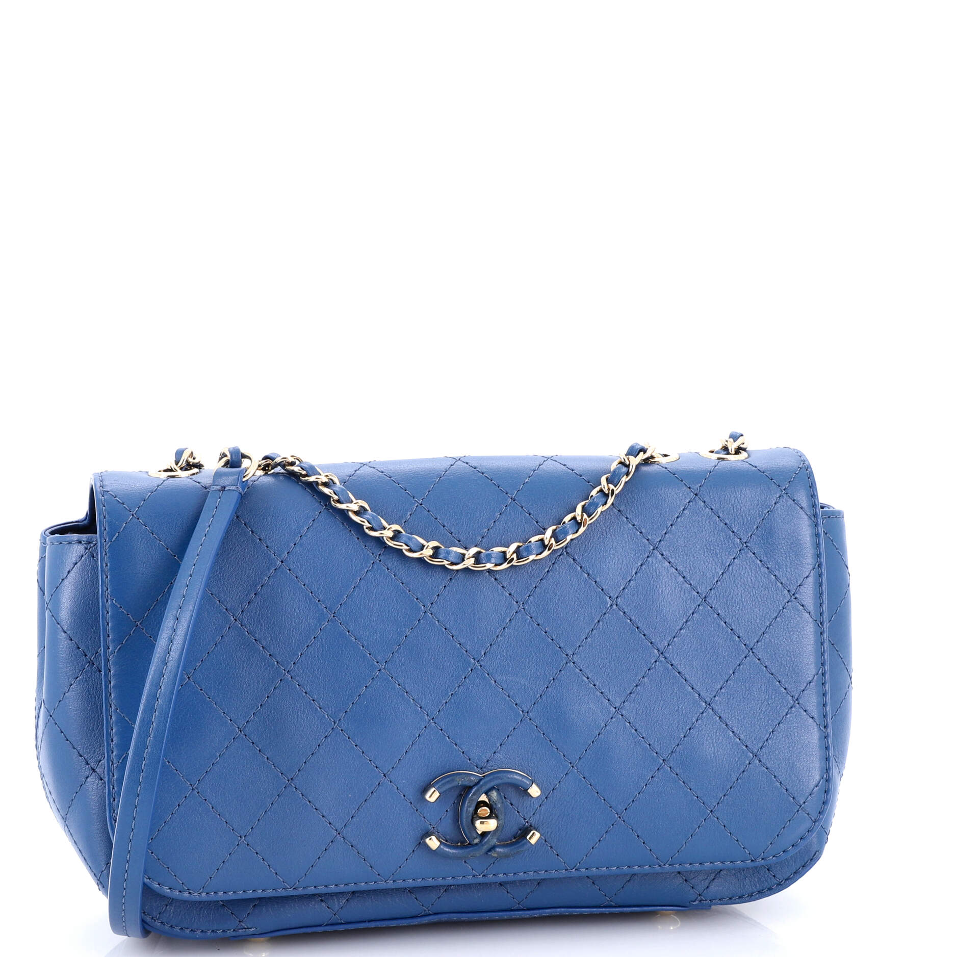 Covered CC Flap Bag Stitched Calfskin Medium