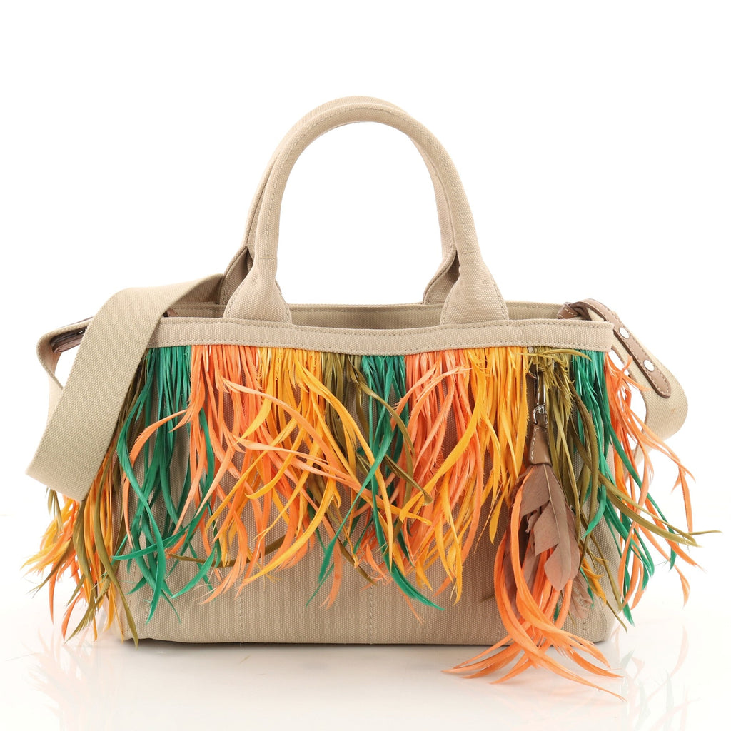 Canapa Convertible Tote Canvas and Feather Mini