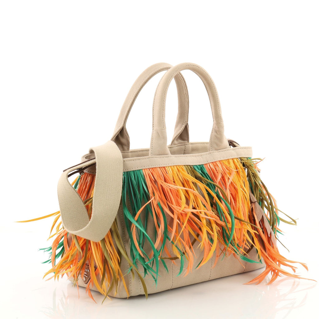 Canapa Convertible Tote Canvas and Feather Mini