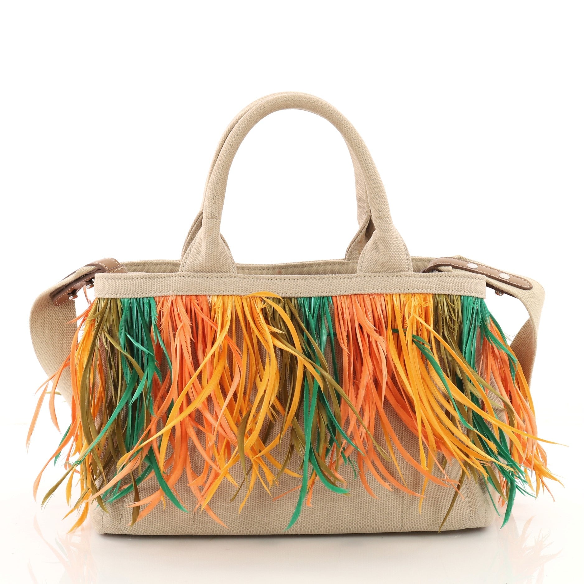 Canapa Convertible Tote Canvas and Feather Mini