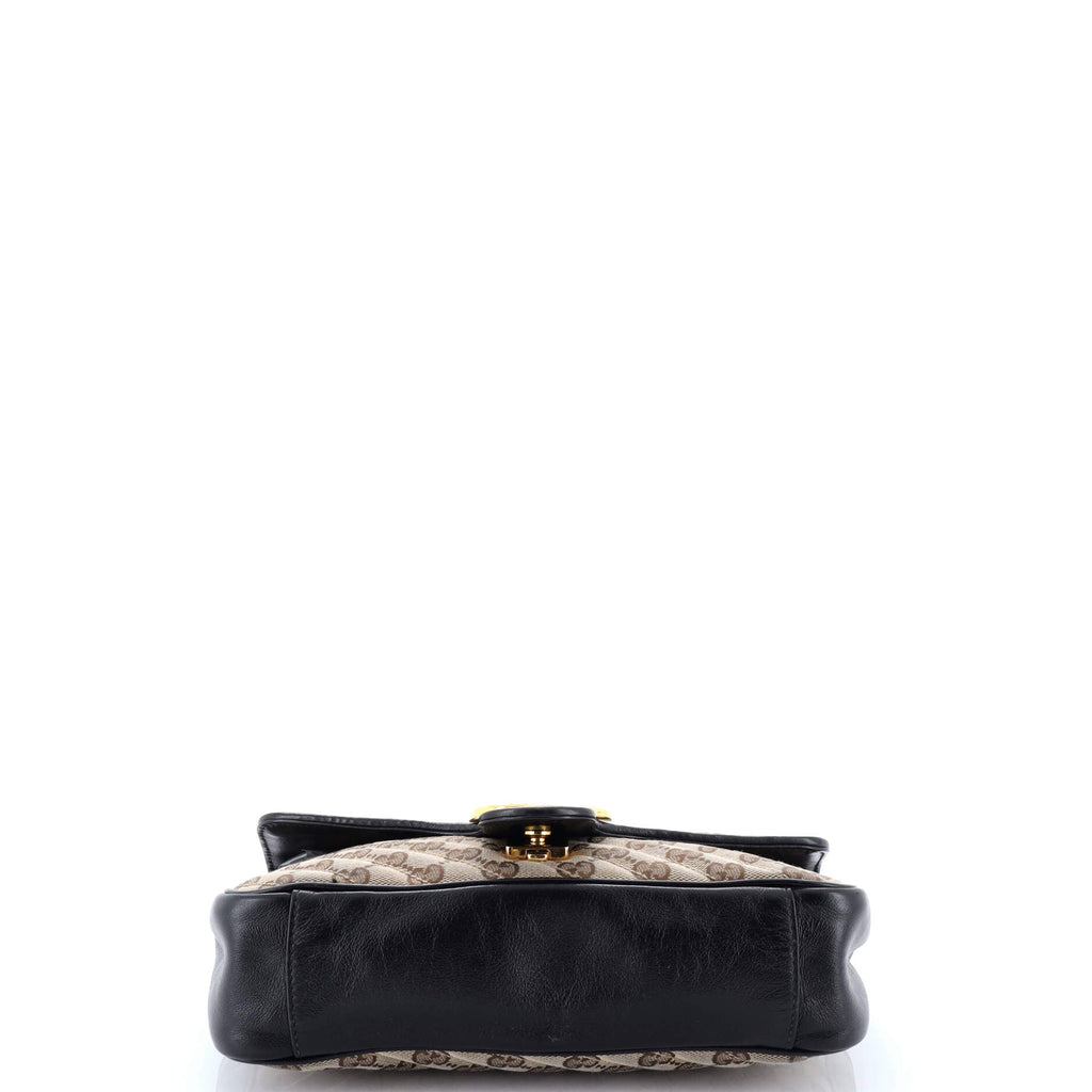 GG Marmont Flap Bag Diagonal Quilted GG Canvas with Leather Small