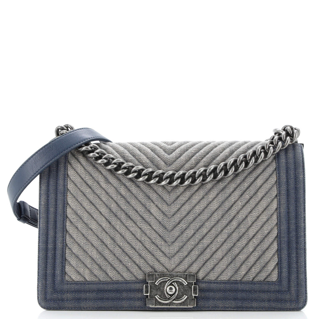 Boy Flap Bag Chevron Denim Old Medium