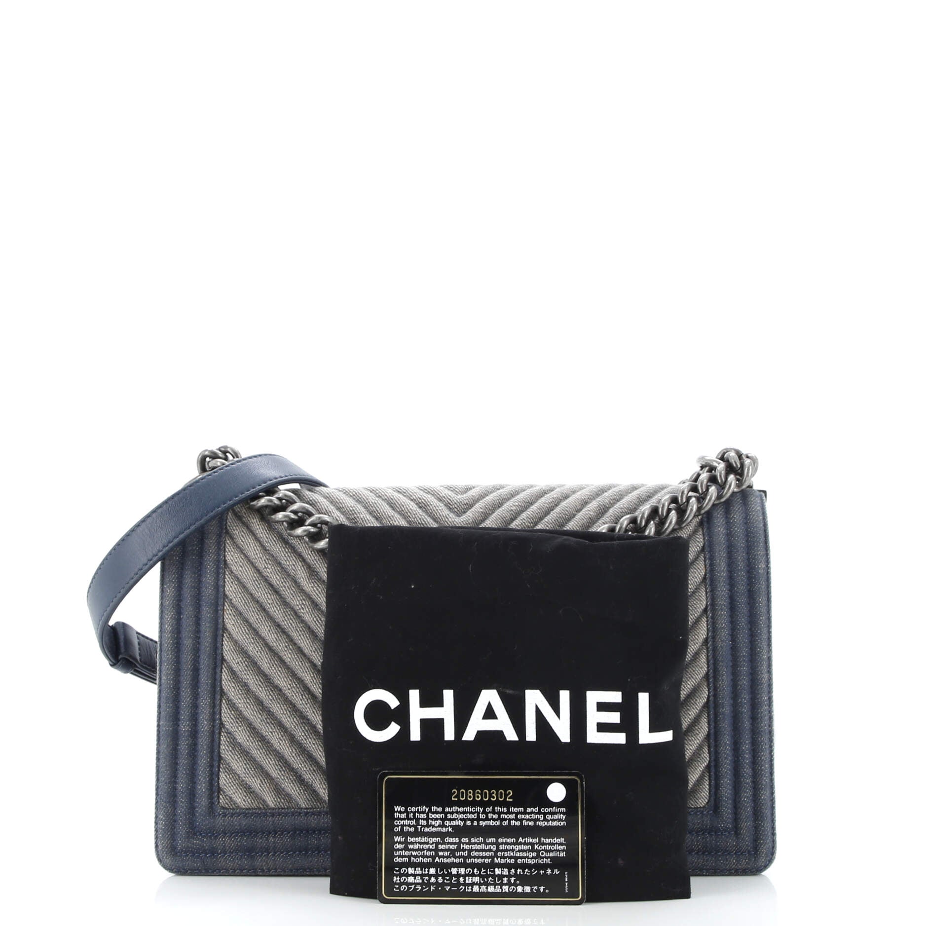 Boy Flap Bag Chevron Denim Old Medium