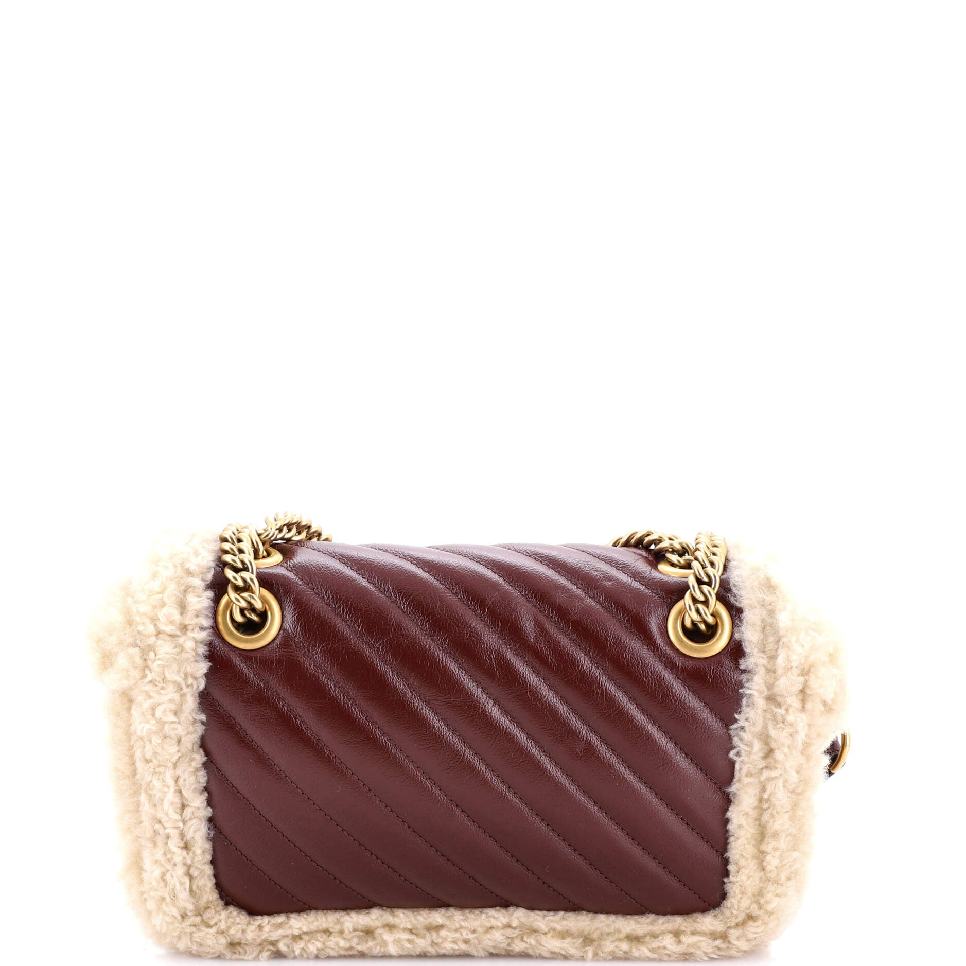 GG Marmont Flap Bag Diagonal Quilted Leather with Wool Trim Small